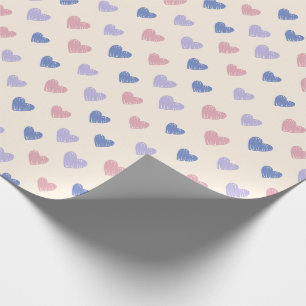 Papel de regalo con patrón de garabato de corazón 