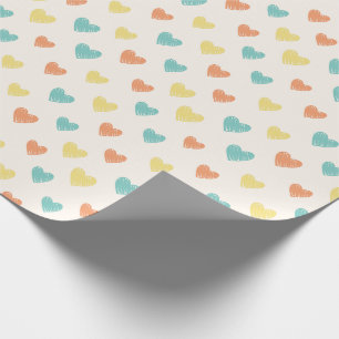 Papel de regalo con patrón de garabato de corazón 