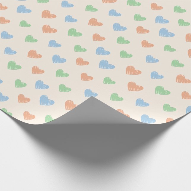 Papel de regalo con patrón de garabato de corazón  (Esquina)