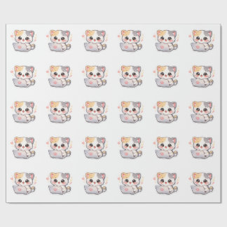 Papel de regalo con patrón de gatos Kawaii lindos