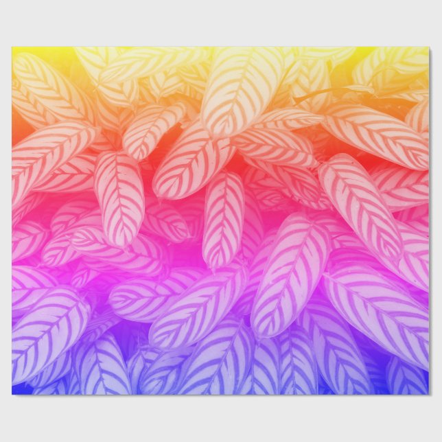 Papel de regalo con patrón de hoja botánica (Superficie plana)
