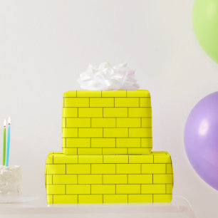 Papel de regalo con patrón de ladrillos amarillos