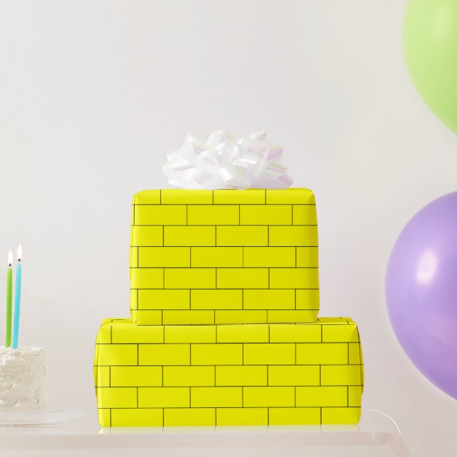 Papel de regalo con patrón de ladrillos amarillos (Regalos de fiesta)