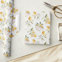 Papel de regalo con patrón de limón estilo campo f