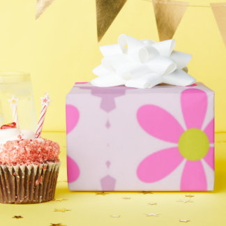 Papel de regalo con patrón de margaritas rosadas l