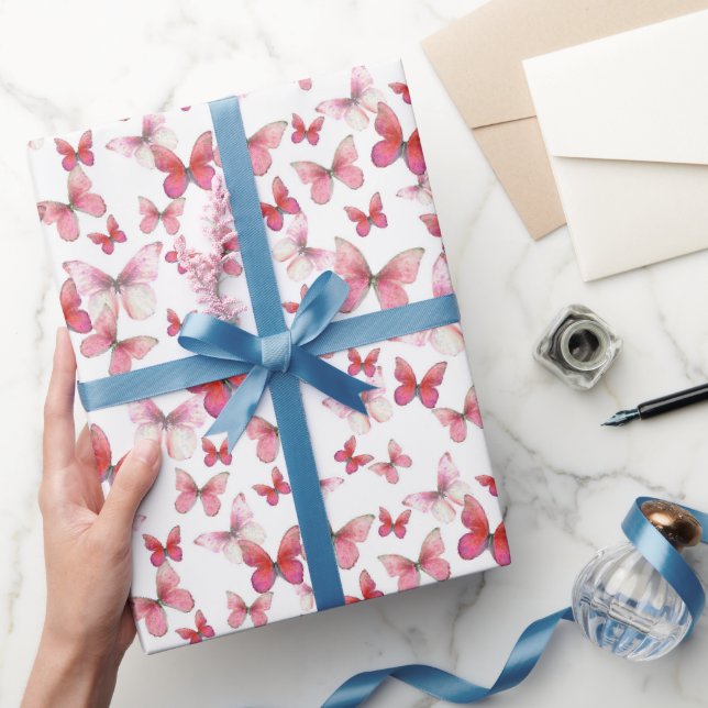 Papel de regalo con patrón de mariposas rojas lind (Regalar)