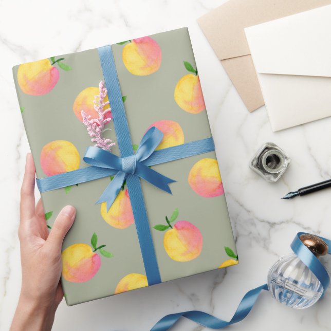 Papel de regalo con patrón de melocotón de verano  (Regalar)