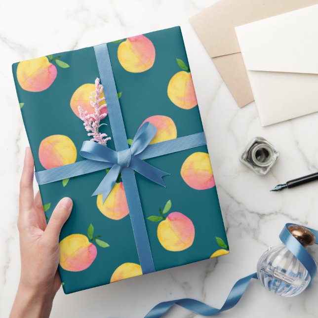 Papel de regalo con patrón de melocotón de verano  (Regalar)