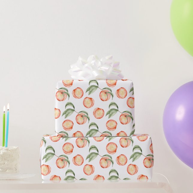 Papel de regalo con patrón de melocotón de verano  (Regalos de fiesta)