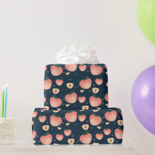 Papel de regalo con patrón de melocotón de verano