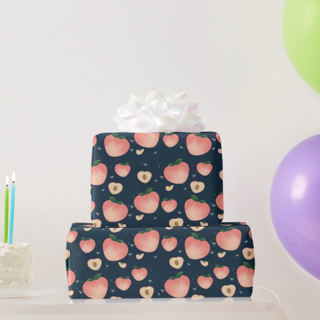 Papel de regalo con patrón de melocotón de verano  (Regalos de fiesta)