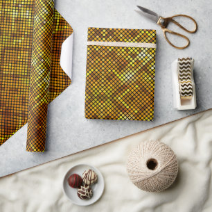 Papel de regalo con patrón de mosaico dorado