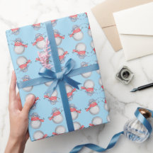 Papel de regalo con patrón de muñeco de nieve ador