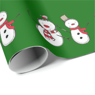 Papel de regalo con patrón de muñecos de nieve de