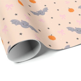 Papel de regalo con patrón de murciélago de Hallow