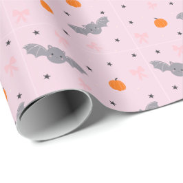 Papel de regalo con patrón de murciélago de Hallow