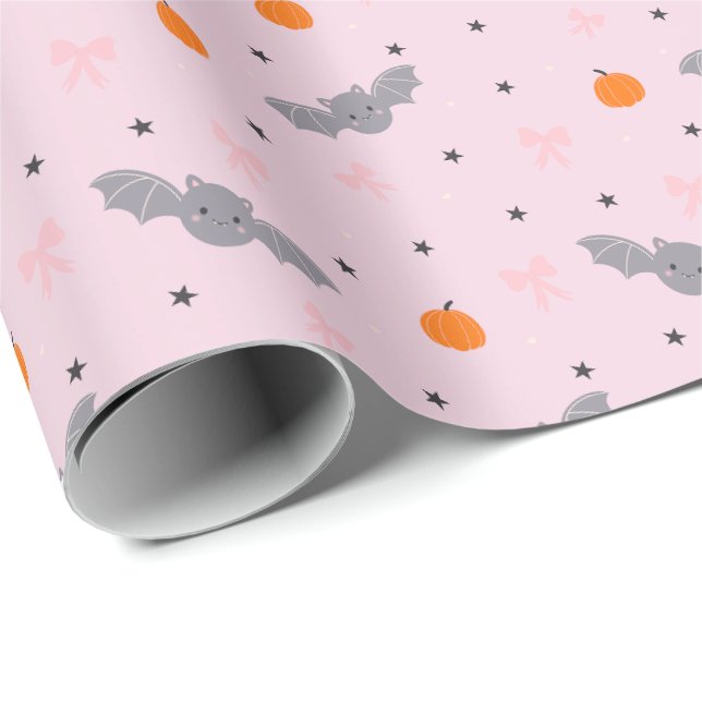Papel de regalo con patrón de murciélago de Hallow (Esquina del rollo)