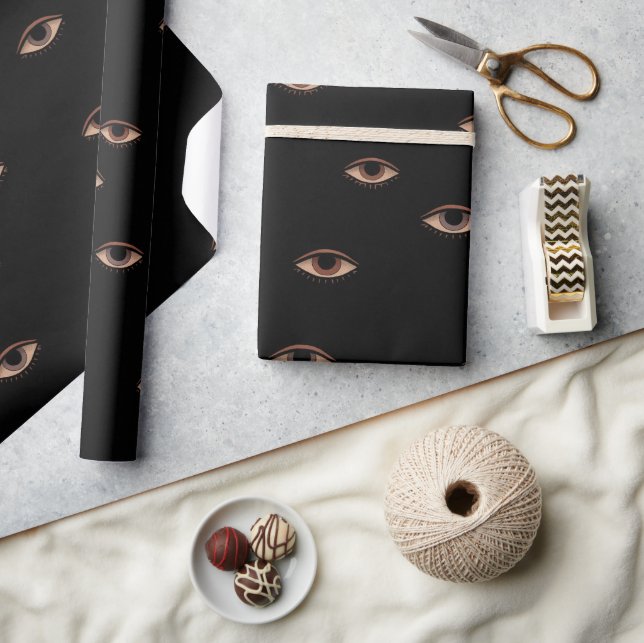 Papel de regalo con patrón de ojos oscuros (Artesanía)