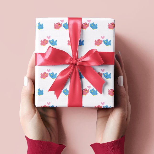Papel de regalo con patrón de pájaros de amor del  (Subido por el creador)