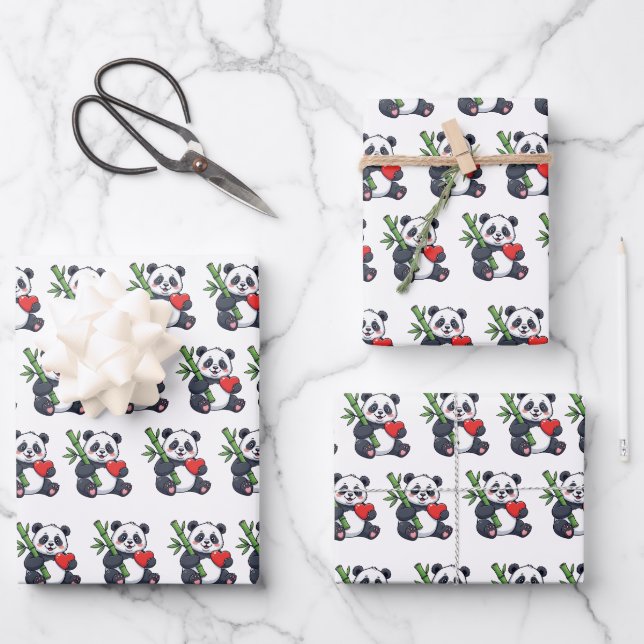Papel de regalo con patrón de panda lindo para reg (Anverso)