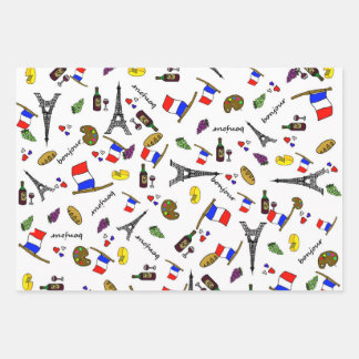 Papel de regalo con patrón de París
