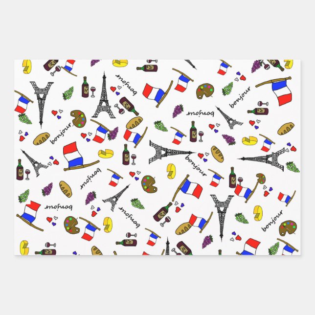 Papel de regalo con patrón de París (Anverso)