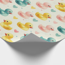 Papel de regalo con patrón de patito para baby sho