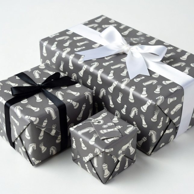 Papel de regalo con patrón de piezas de ajedrez mo (Subido por el creador)