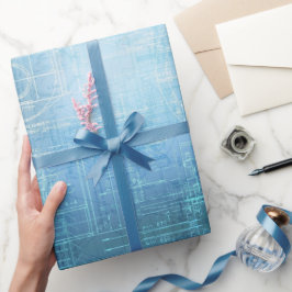Papel de regalo con patrón de plano arquitectónico