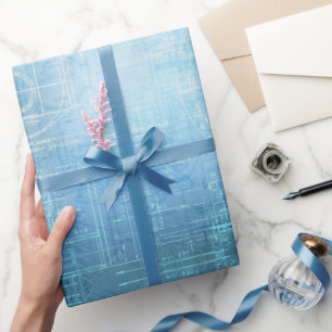 Papel de regalo con patrón de plano arquitectónico