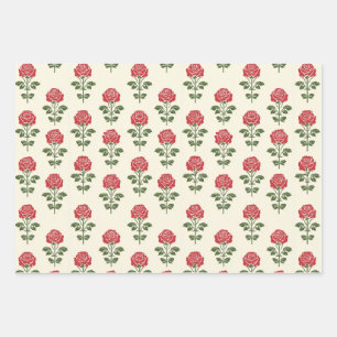 Papel de regalo con patrón de plantilla de rosa ro