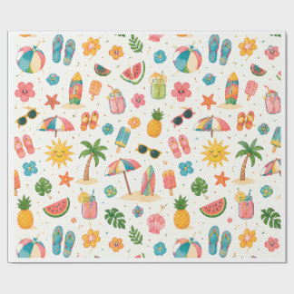 Papel de regalo con patrón de playa de verano trop
