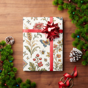 Papel de regalo con patrón de punto de cruz ucrani