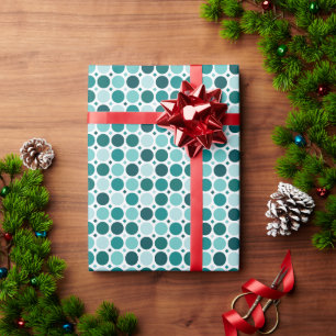 Papel de regalo con patrón de puntos retro azul ve