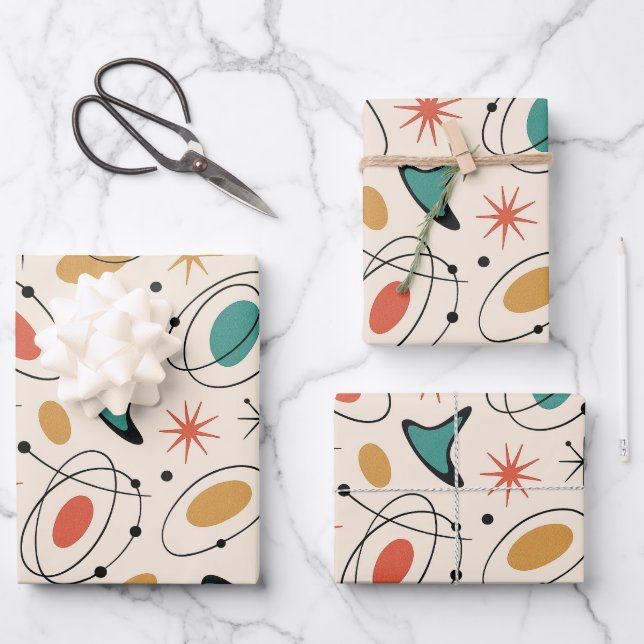 Papel de regalo con patrón de ráfaga de estrellas  (Anverso)