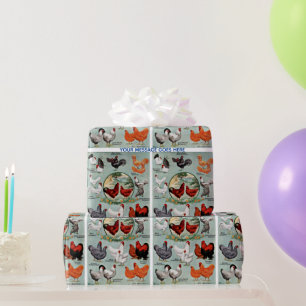 Papel de regalo con patrón de razas de gallinas an