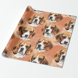 Papel de regalo con patrón de retrato de Beagle al