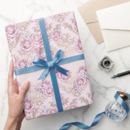 Papel de regalo con patrón de rosa de lujo