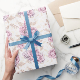 Papel de regalo con patrón de rosa de lujo