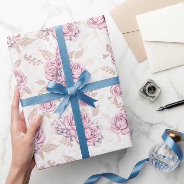Papel de regalo con patrón de rosa de lujo (Regalar)