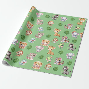 Papel de regalo con patrón de safari en la jungla