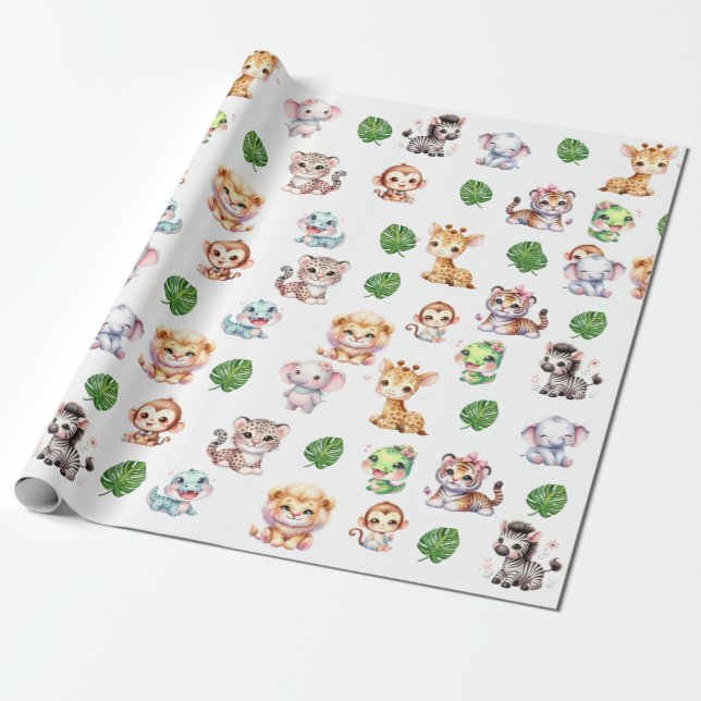 Papel de regalo con patrón de safari en la jungla (Desenrollado)