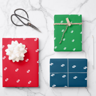 Papel de regalo con patrón de signo de dinero en d