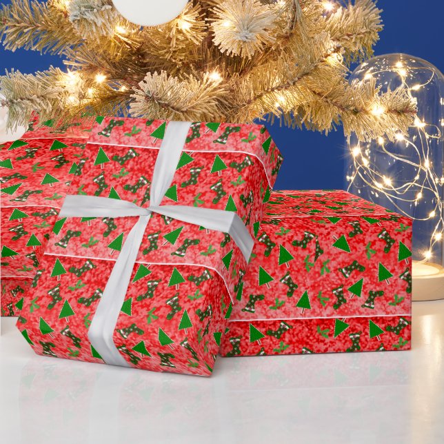 Papel de regalo con patrón de símbolos de Navidad (Vacaciones)