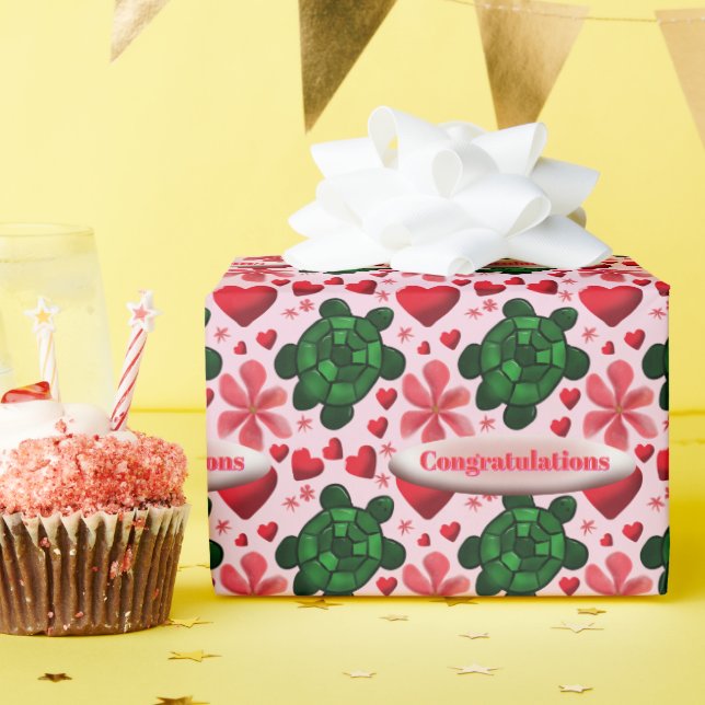 Papel de regalo con patrón de tortuga personalizad (Fiesta de cumpleaños )