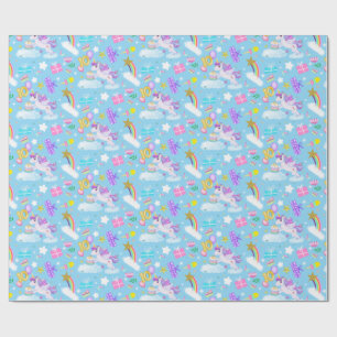 Papel de regalo con patrón de unicornio para el dé
