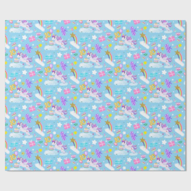Papel de regalo con patrón de unicornio para el dé (Superficie plana)