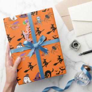 Papel de regalo con patrón divertido de Halloween