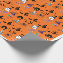 Papel de regalo con patrón divertido de Halloween