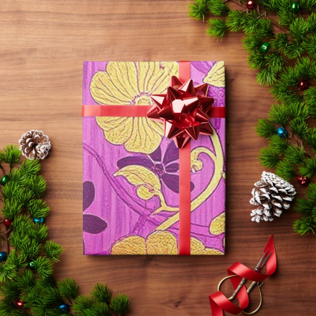 Papel de regalo con patrón dorado rosa ORIENTAL (Regalo de vacaciones)